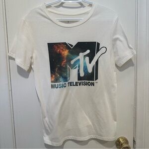 Love Tribe MTV Graphic White T-Shirt, Small, White Cream